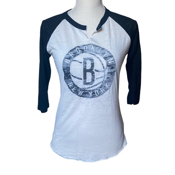 Majestic Threads | Women’s | Brooklyn Basketball Mid Sleeve Baseball T- Shirt - Picture 2 of 13